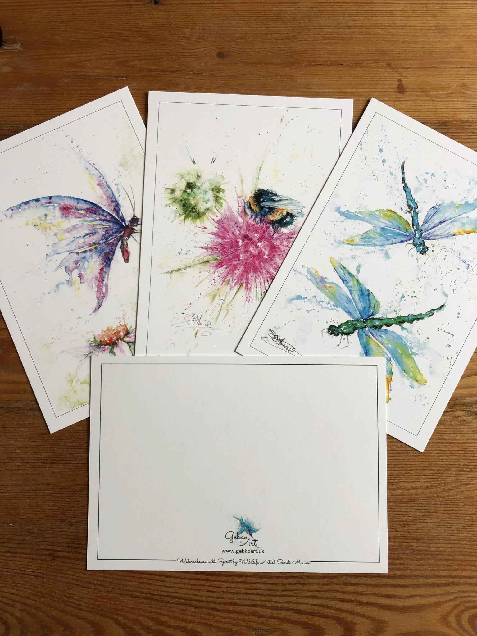 butterfly bee dragonfly cards