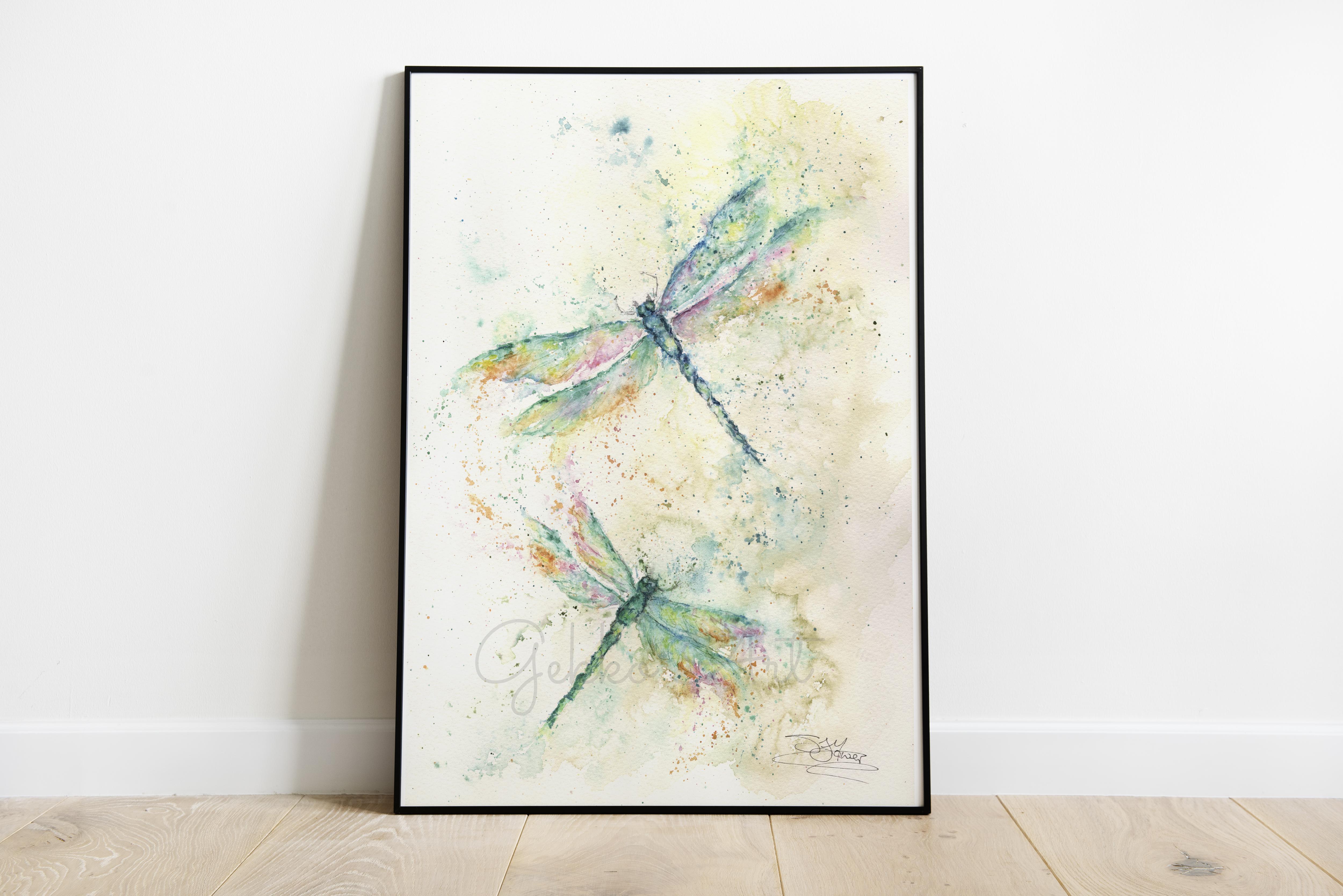 framed dragonfly print