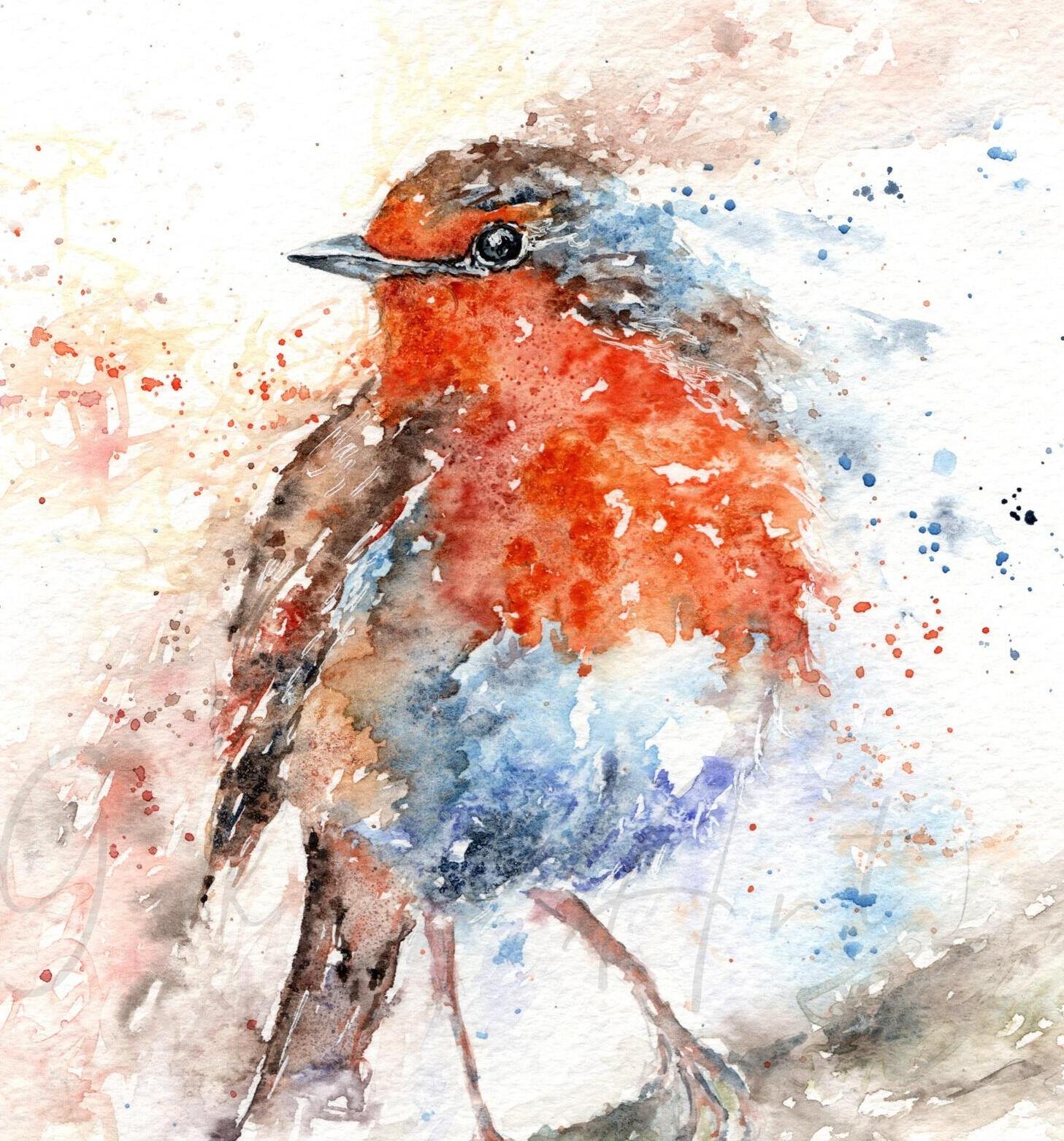 Robin Watercolour Print Grandad s Messenger Wildlife Artist Sandi Mower