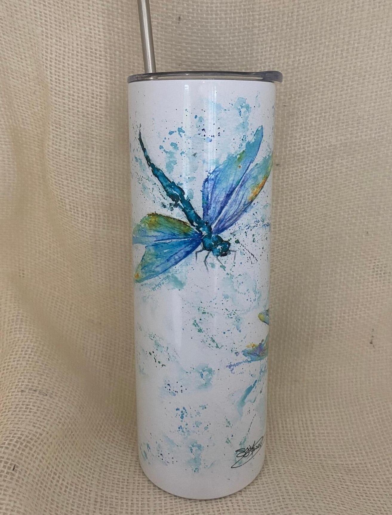 dragonflies skinny tumbler with lid