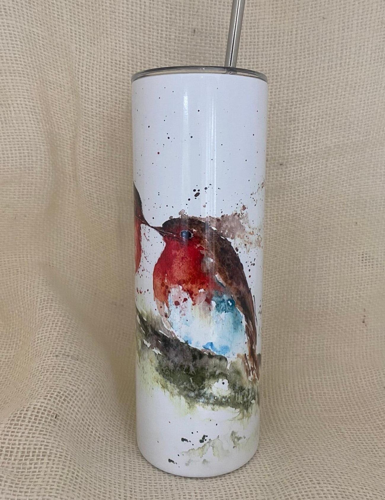 robin birds on a tumbler