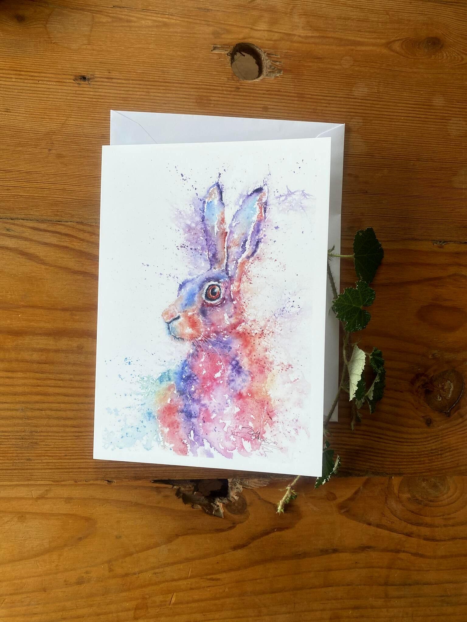 Hare watercolour art card