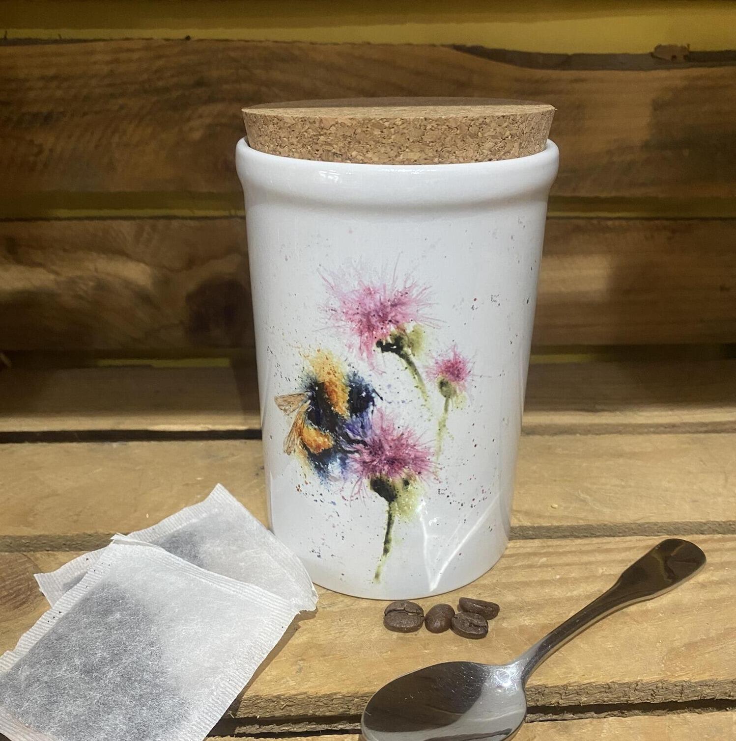 bee watercolour storage jar