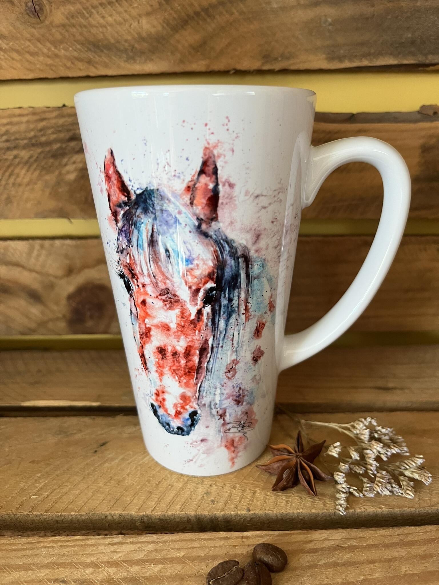 horse watercolour on a ceramic latte mug