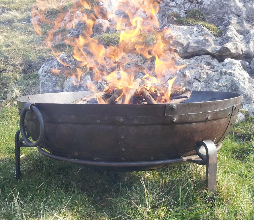Fire Bowl on Stand Alight