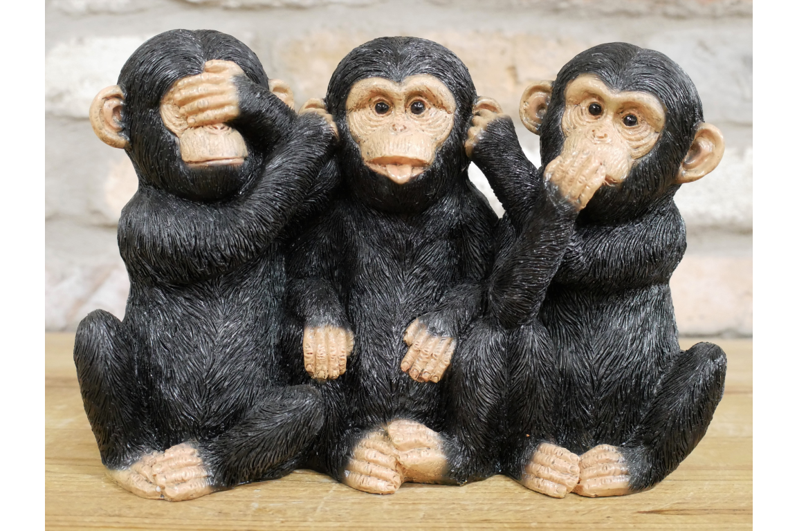 A SET OF THREE MONKEYS, SEE NO EVIL, HEAR NO EVIL SPEAK NO EVIL