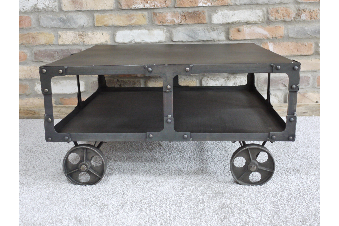 Industrial Coffee Table On Wheels