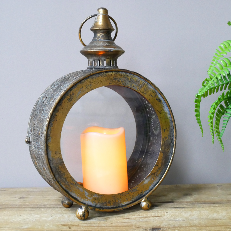Circular Metal Glass Lantern