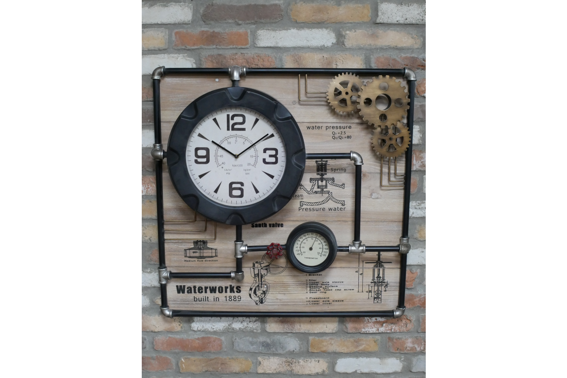 Large Industrial Pipe Clock 79cm | Christmas Gifts | Soame Interiors