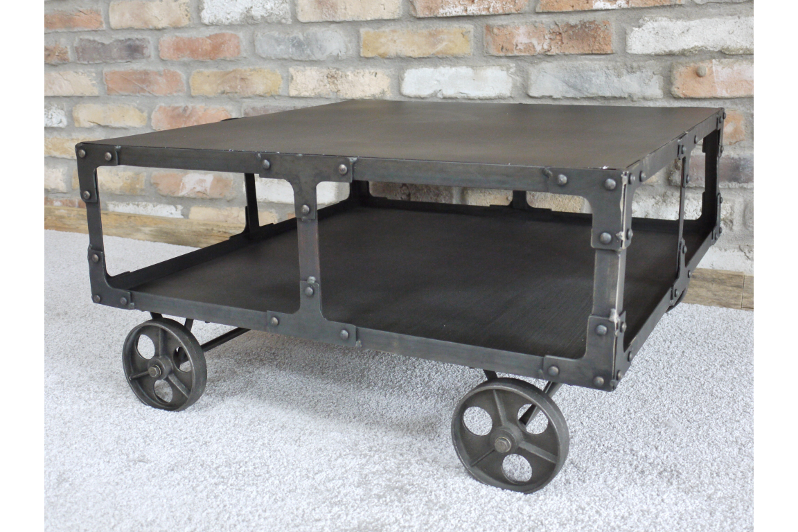 Industrial Coffee Table On Wheels