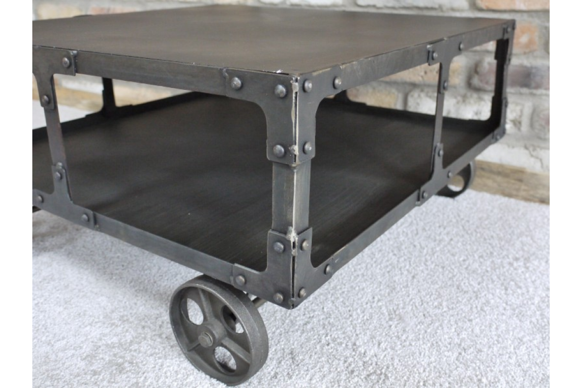 Industrial Coffee Table On Wheels