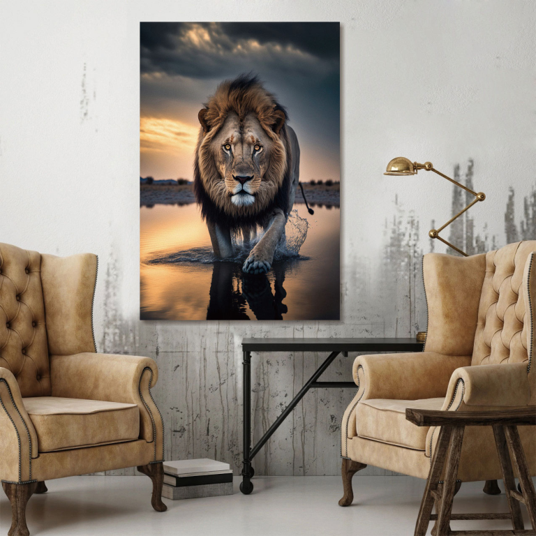 A Lion Figure Tempered Glass Wall Art Picture