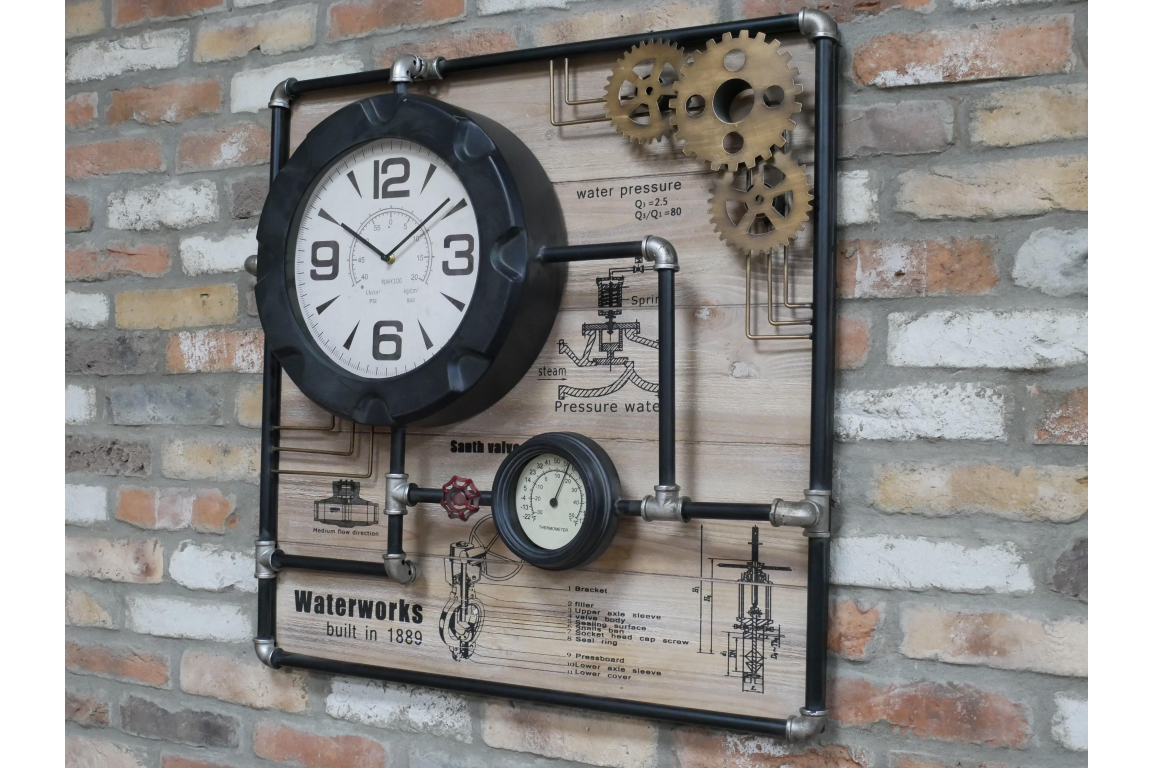 Large Industrial Pipe Clock 79cm | Christmas Gifts | Soame Interiors