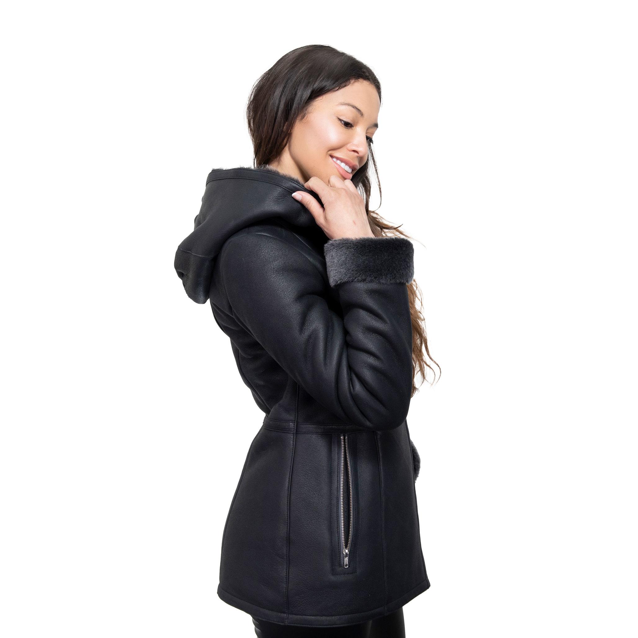 sheepskin coat with hood