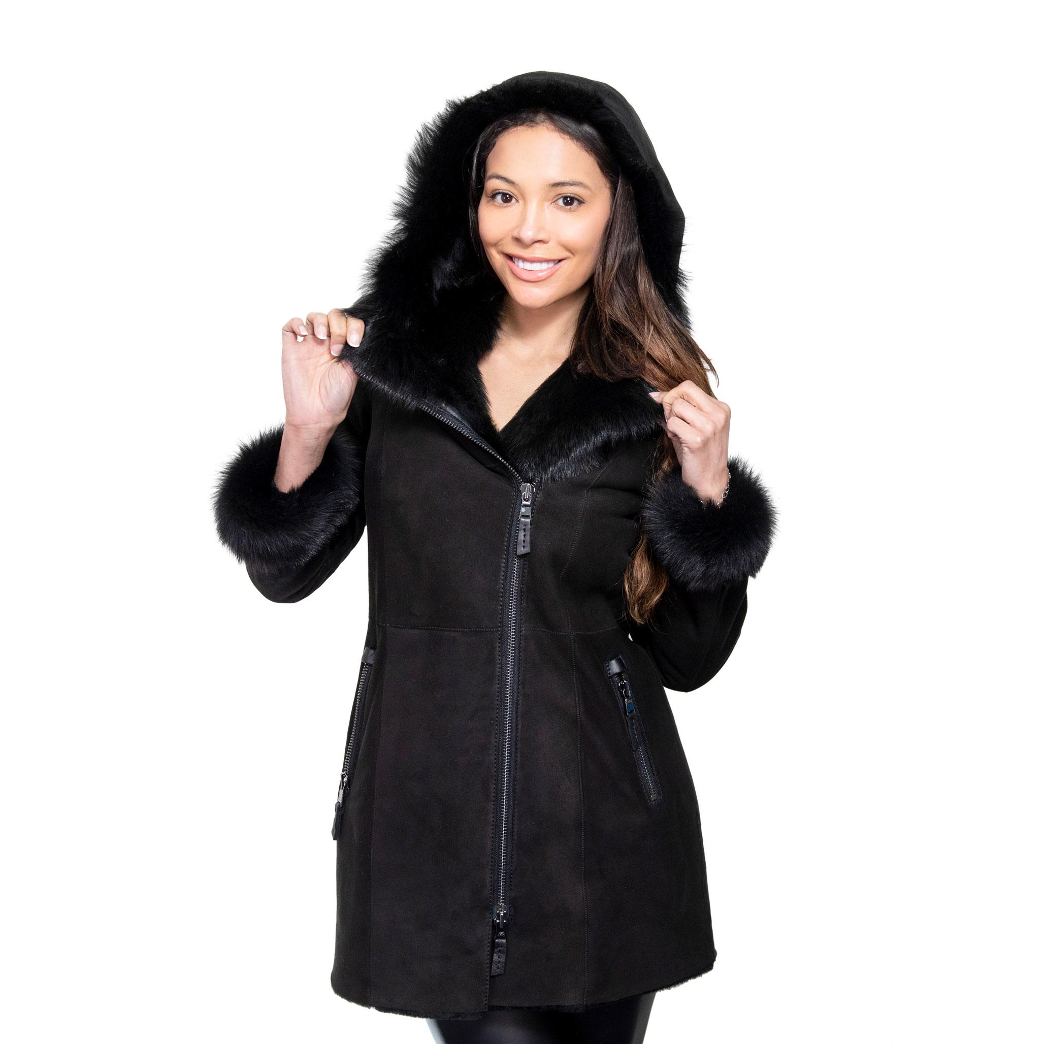 shop online womens full toscana suede sheepskin coat