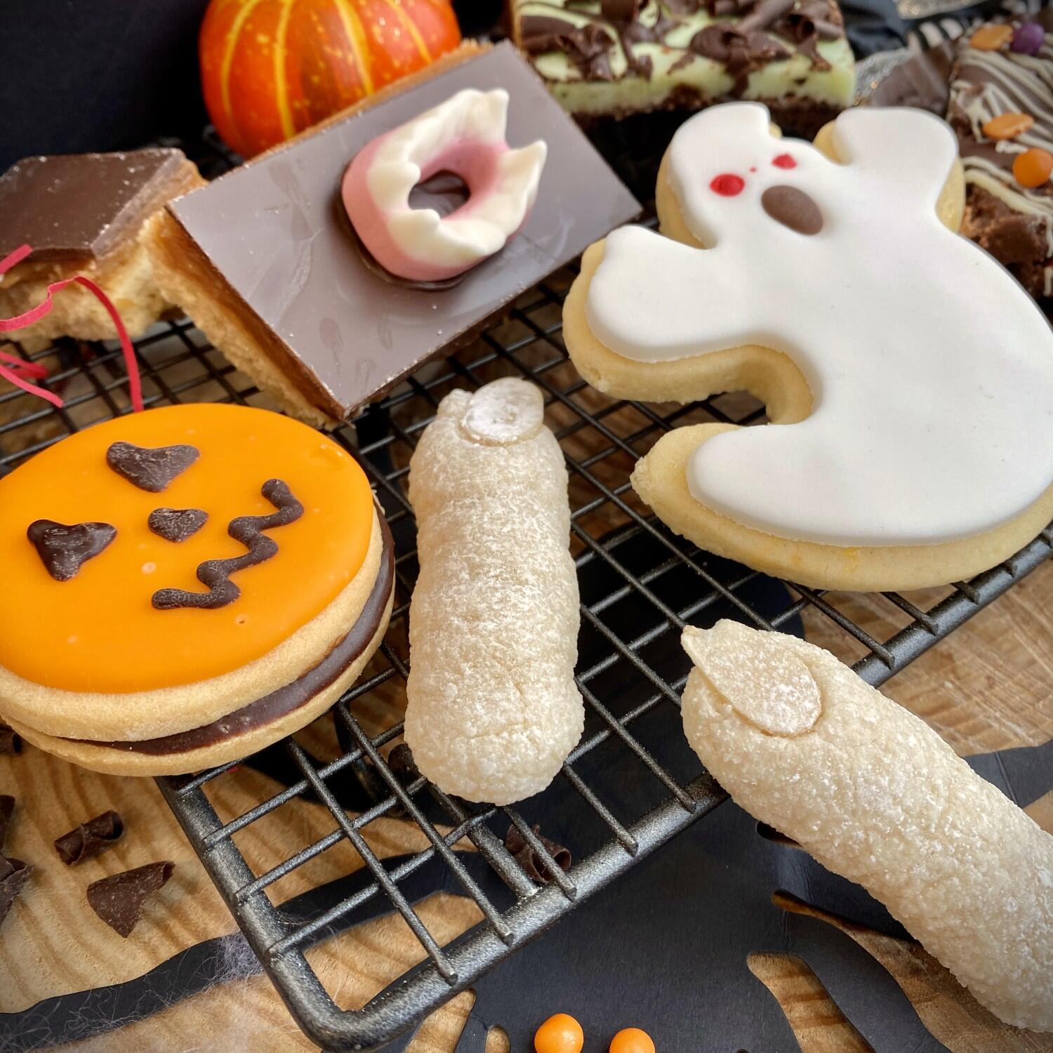 Botham's of Whitby Witches' Almond Fingers with almond flake nails. A disturbingly delicious Halloween cake from Botham's iconic Whitby bakery.