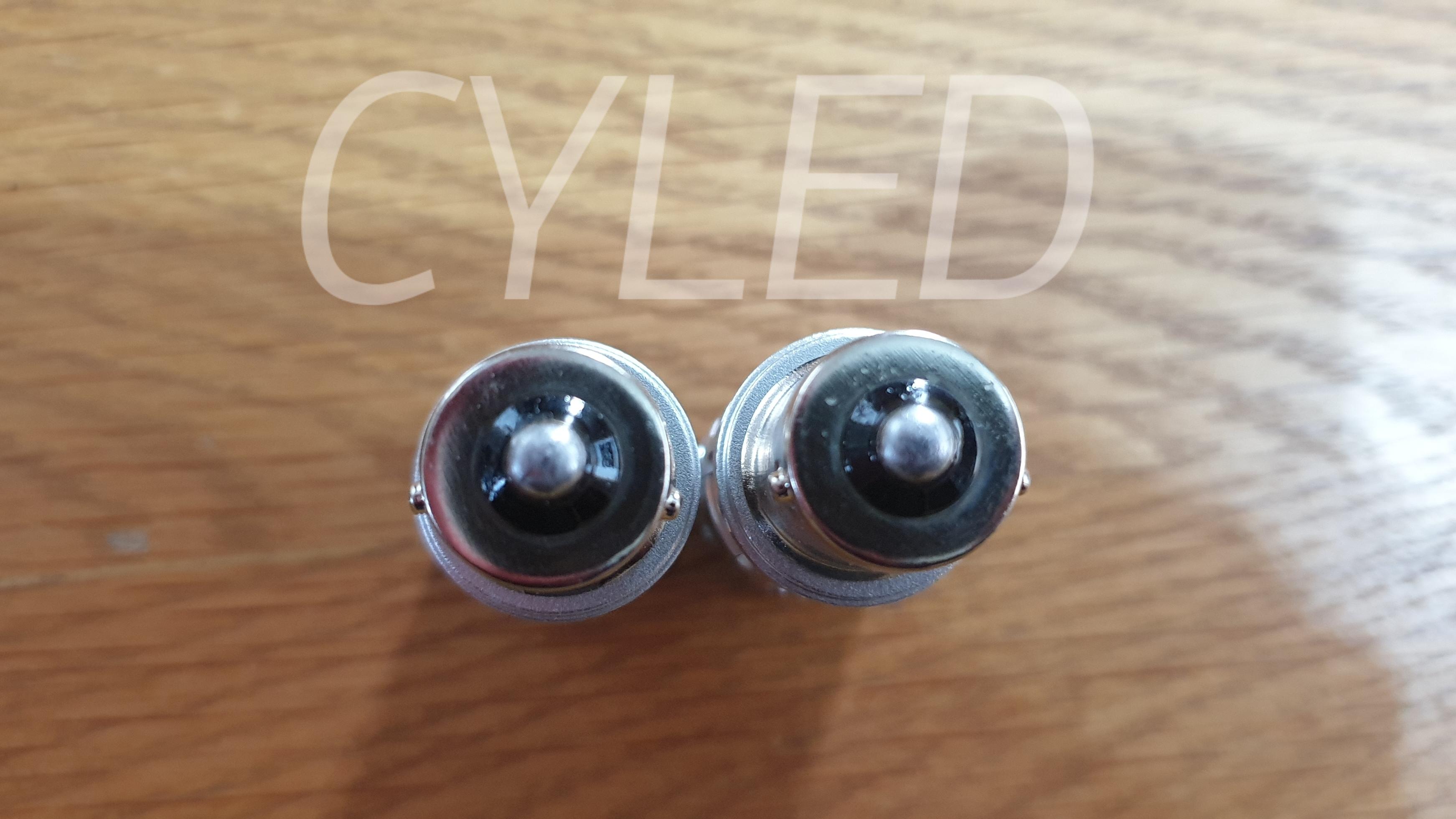 PY21W LED indicator bulbs 150 Degree offset pins Fan cooled.