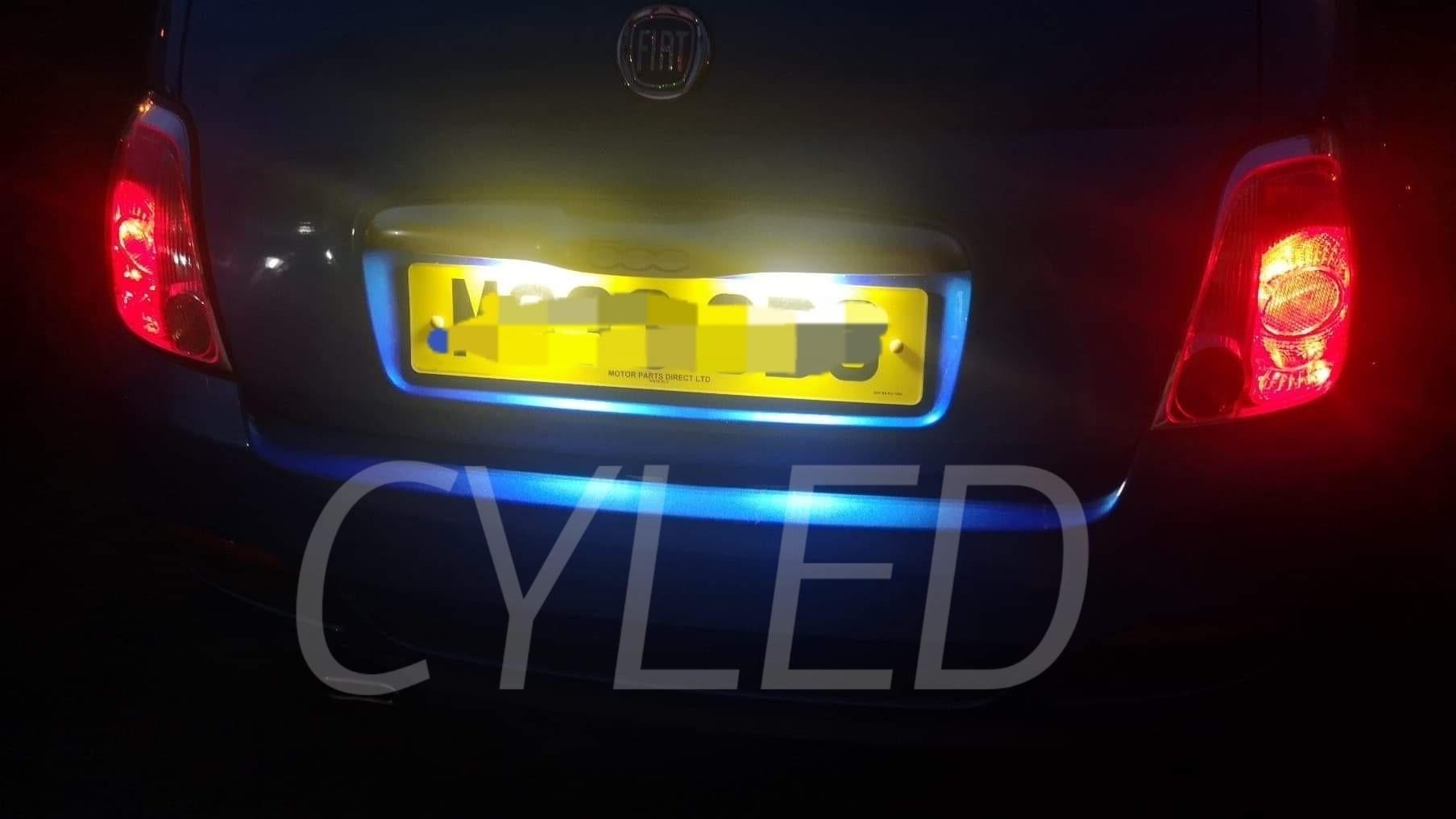 Fiat 500 LED number plate units.