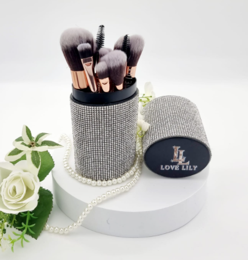 10 piece Dimante make-Up brush set available in 2 colours