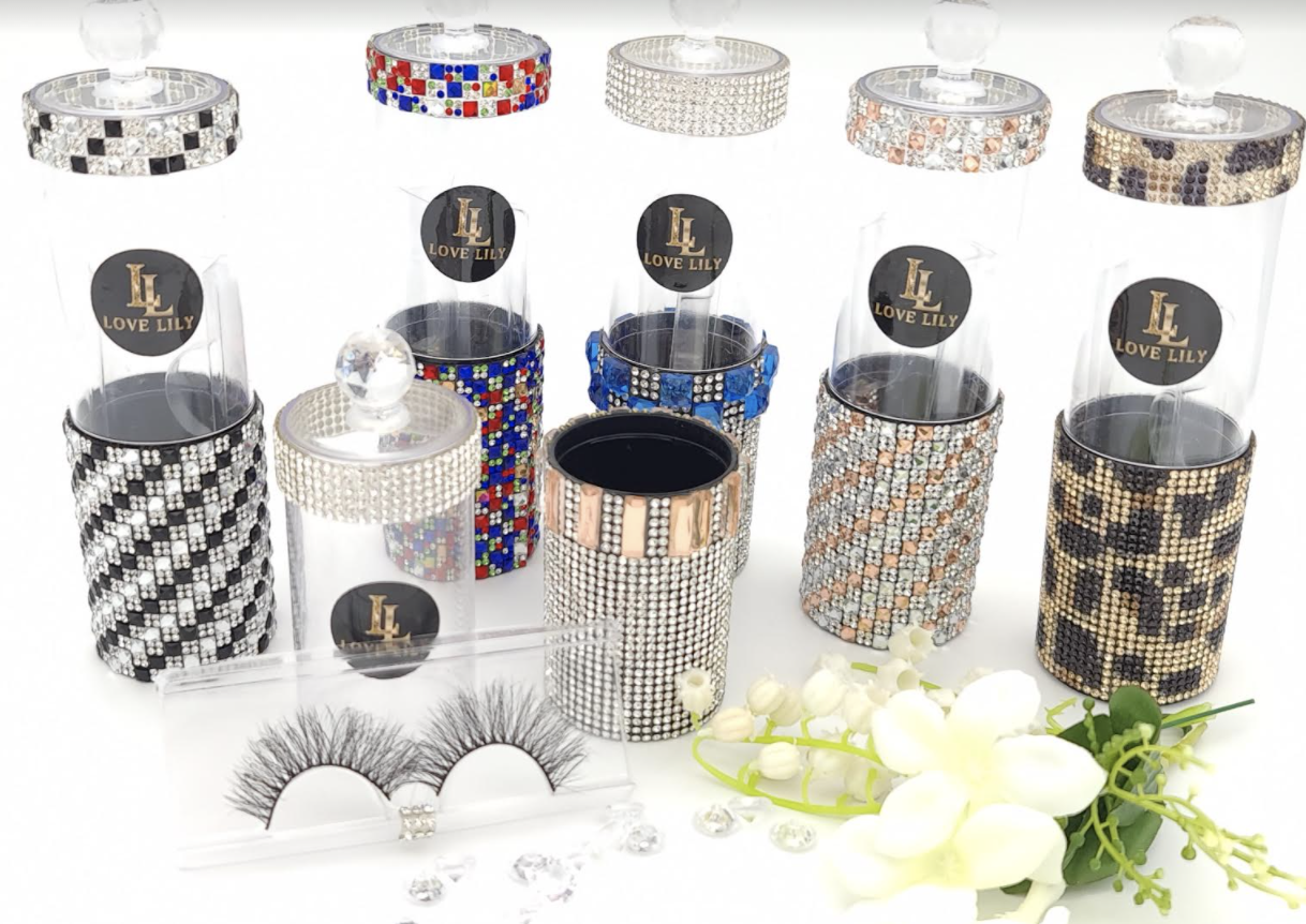 Stunning bling cases with a set of vegan strip lashes or magnetic lashes of your choice