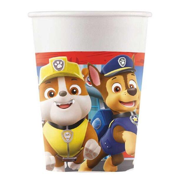 A colourful Paw Patrol Rescue Hero paper cup featuring four of the popular Paw Patrol characters