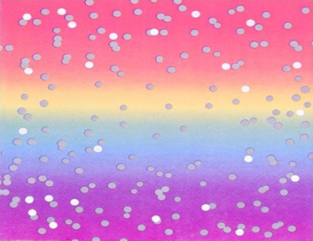 A multicoloured Rainbow Ombre napkin finished with silver dots