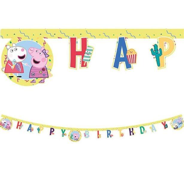 A 2m long Peppa Pig Messy play Happy Birthday letter banner