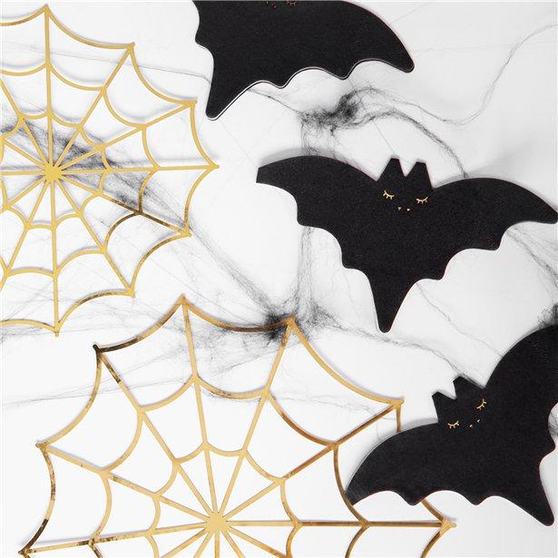 A bat shaped paper napkin that measure 32cm wide