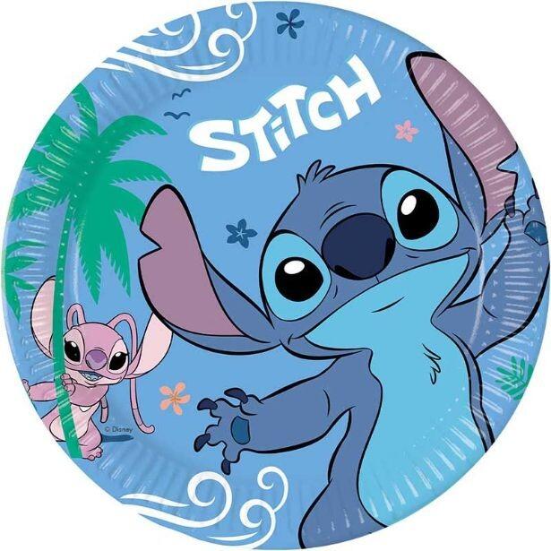 A multicoloured plate that measures 23cm in diameter and feature the popular Disney character Stitch and his friend Angel