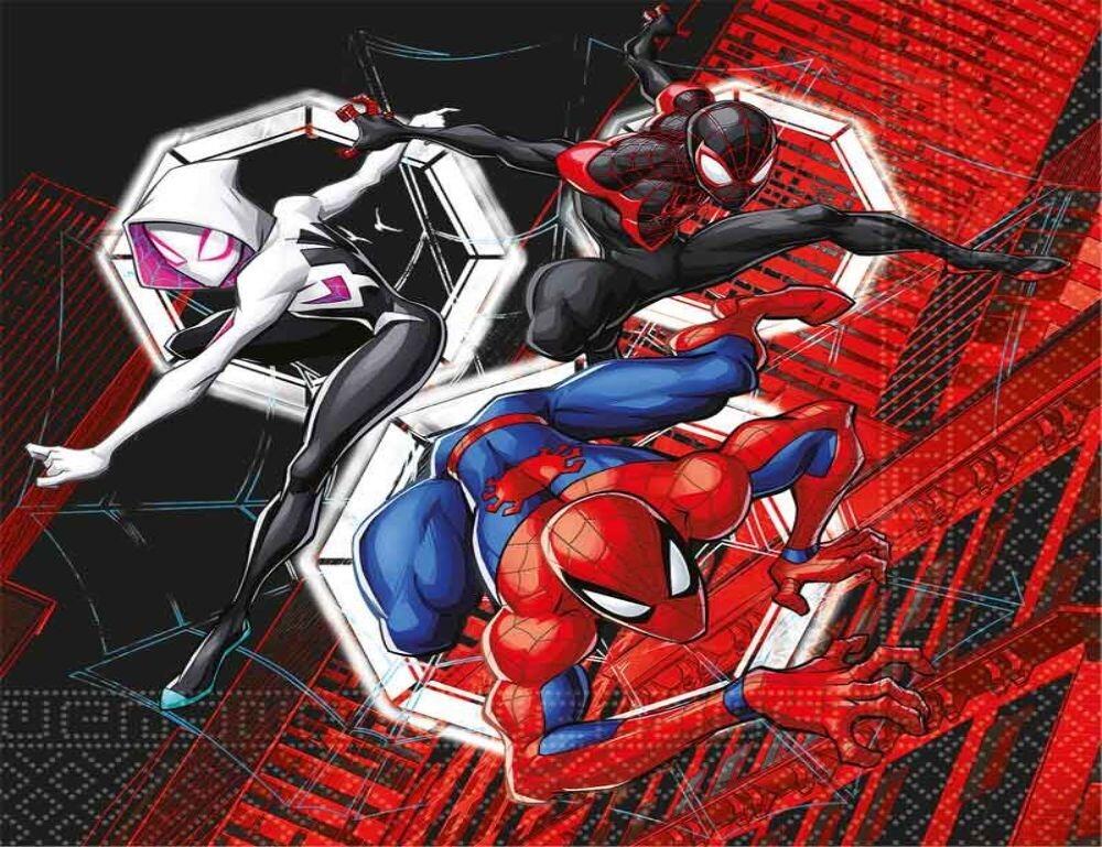 A colourful Spiderman World of Webs paper napkin