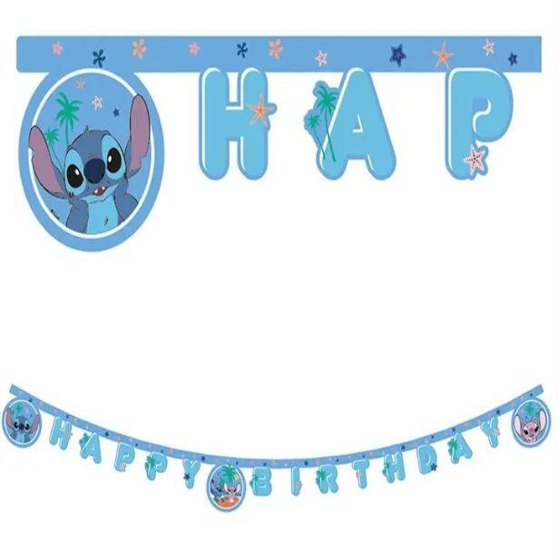 A 2m long Stitch Happy Birthday paper letter banner