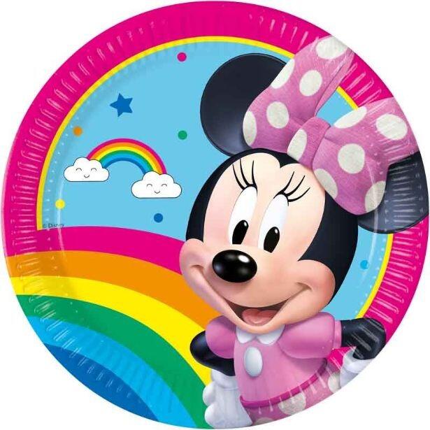 A 23cm colourful Minnie Rainbow Paper plate