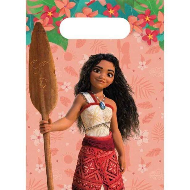 A pack of 4 double-sided Disney Moana Sailing Spirit themed unfilled paper party bags