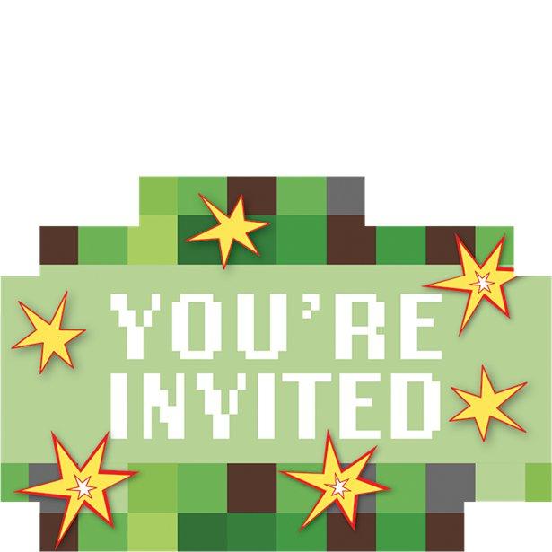 UNIQUE Minecraft Postcard Birthday Party Invitations w/Envelopes 8