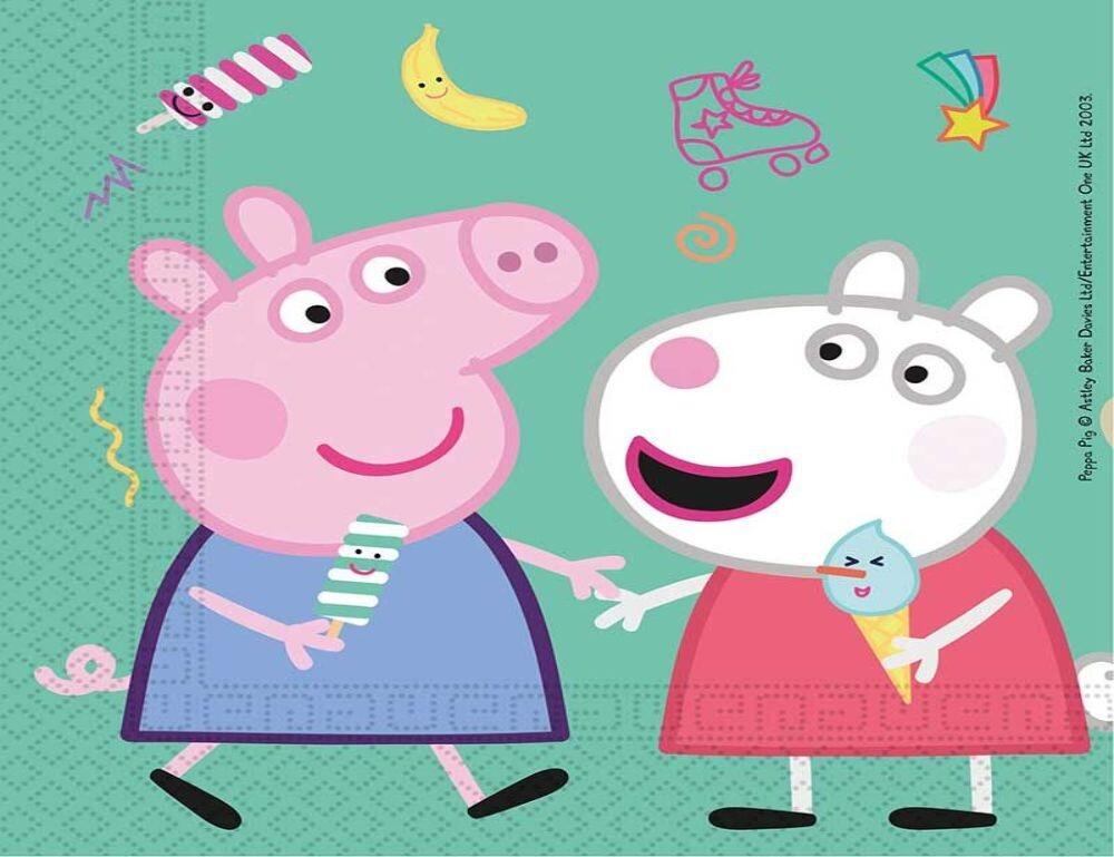 A colourful Peppa Pig messy play party napkin