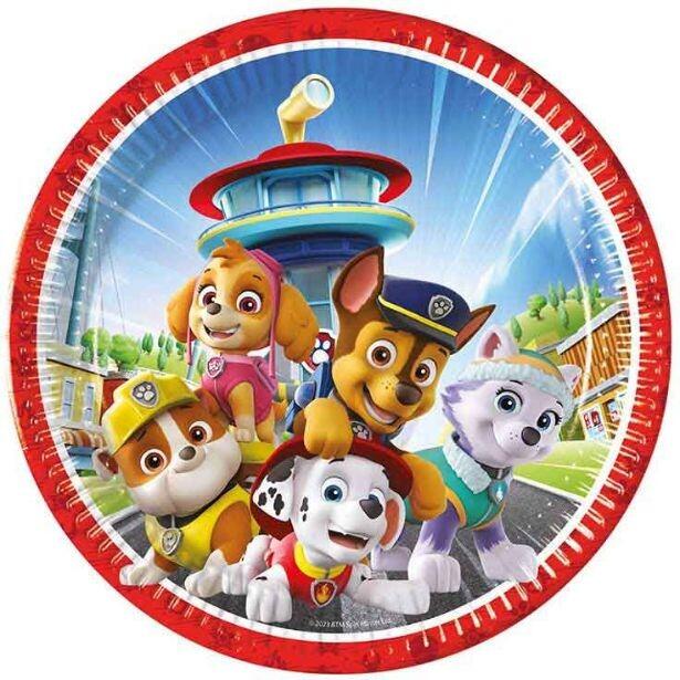 A 23cm colourful Paw Patrol Rescue Hero paper plate featuring some of the Paw Patrol pups