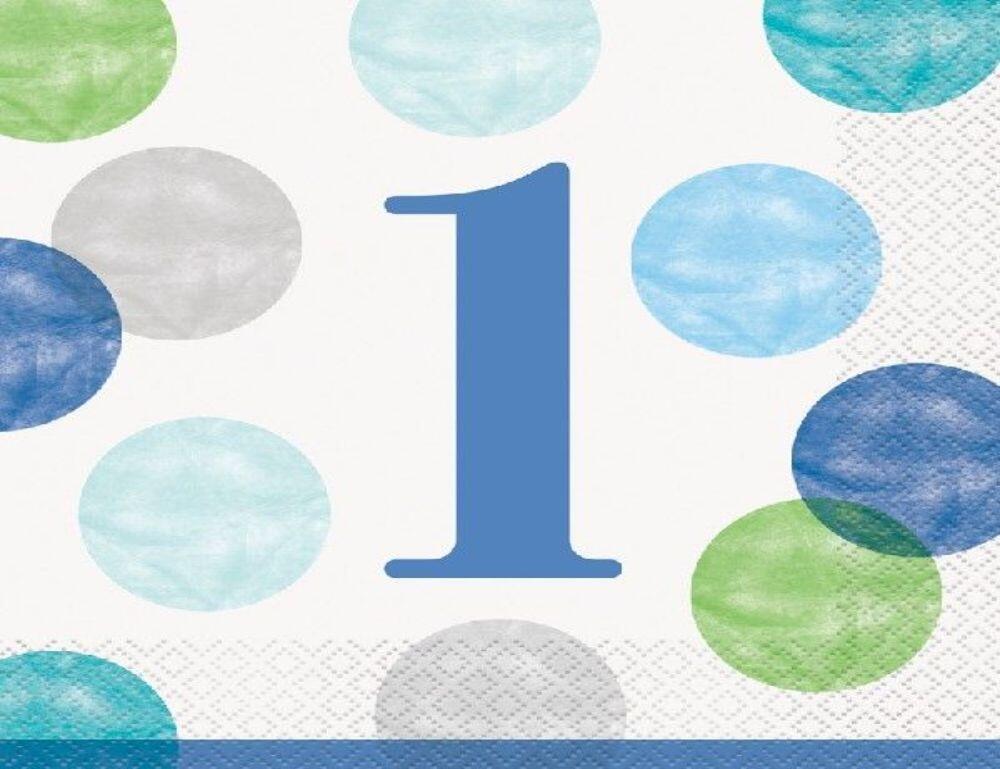 A Blue Dots 1st Birthday paper napkins