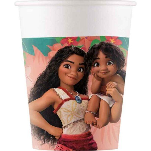 Pack of 8 paper cups featuring Disney's Moana holding her little sister Simea