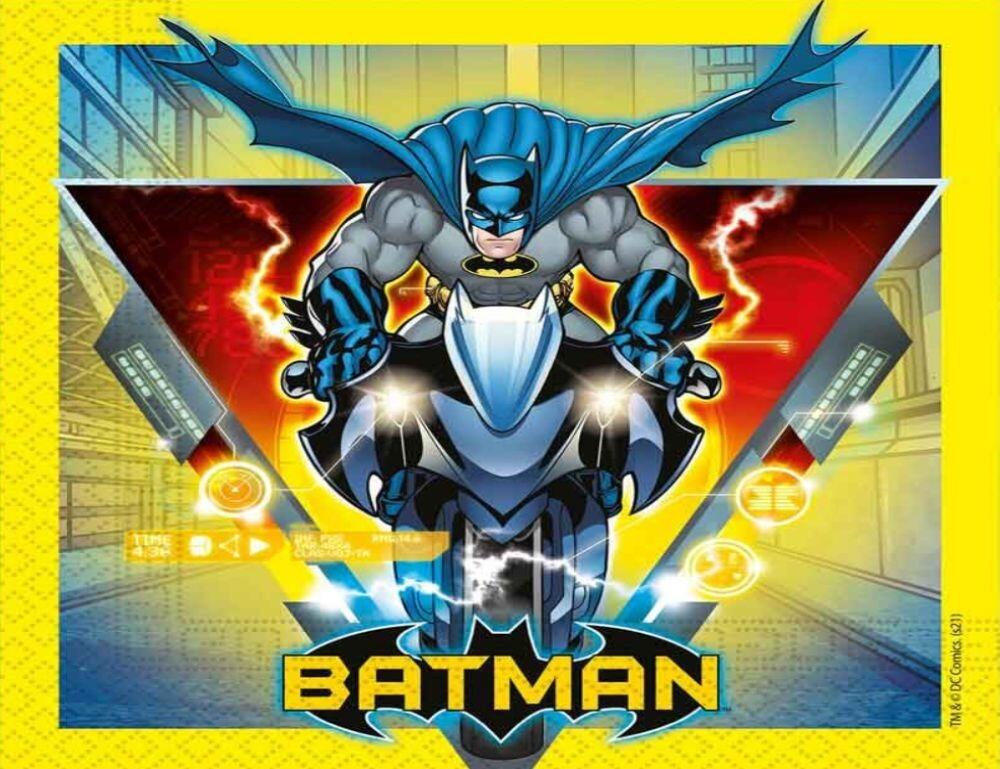 A colourful napkin featuring Batman in an action pose