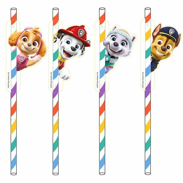 A pack of 8 Paw Patrol paper straws