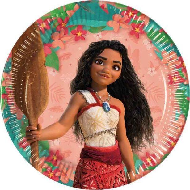 A beautiful coloured paper plate featuring Moana from Disney's Moana 2 Sailing Spirit Movie