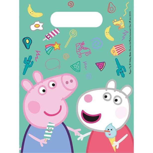 A pack of 6 Peppa Pig Messy Play plastic party bags