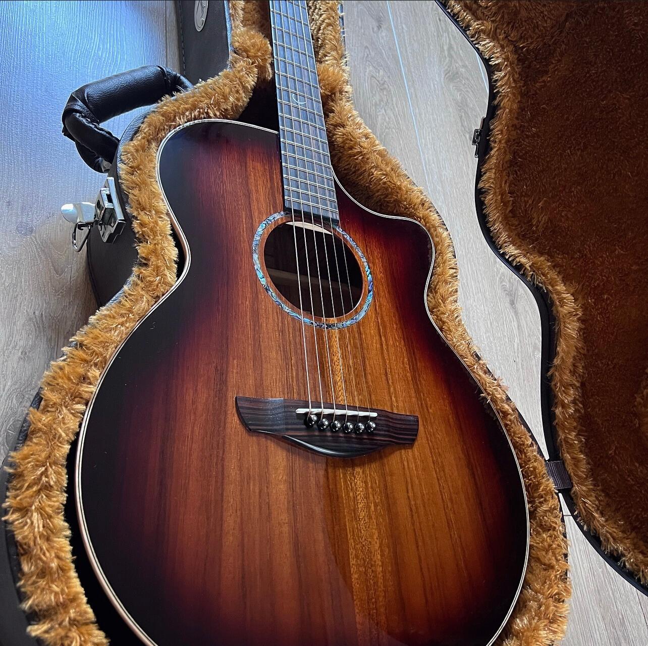 Front body of a Faith Venus Blood Moon guitar