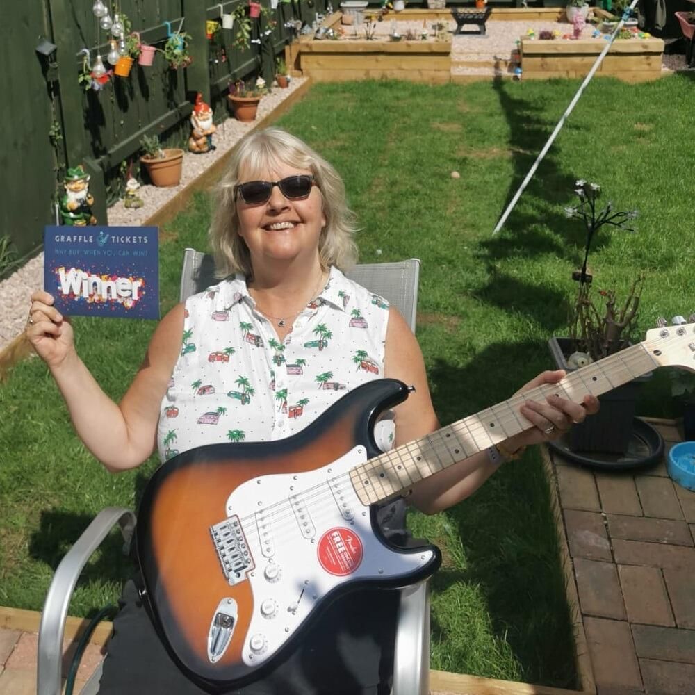 Squire Sonic Strat Sunburst Winner, Debbie Hamilton (Devon)