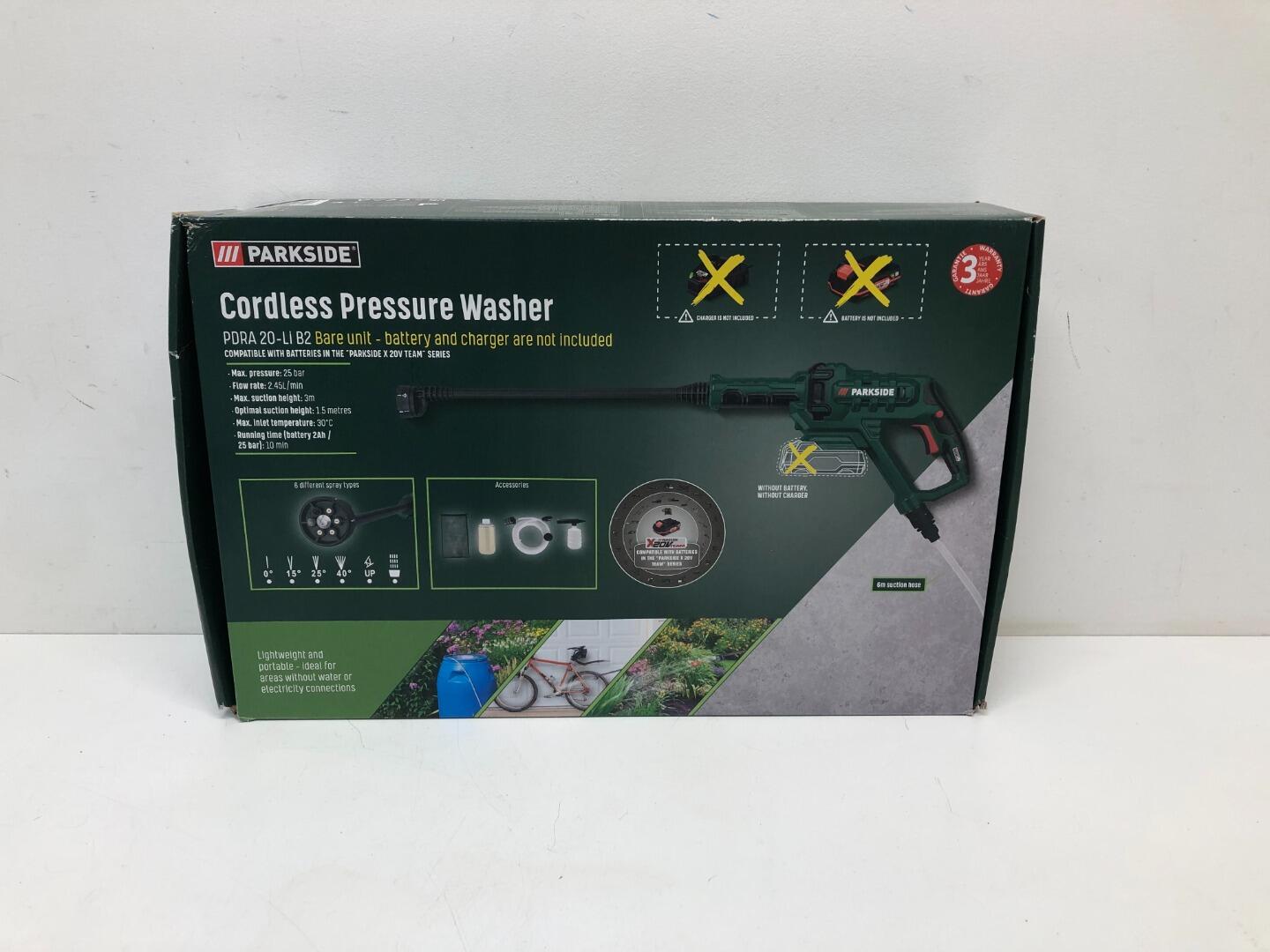 Parkside 20v deals cordless pressure washer