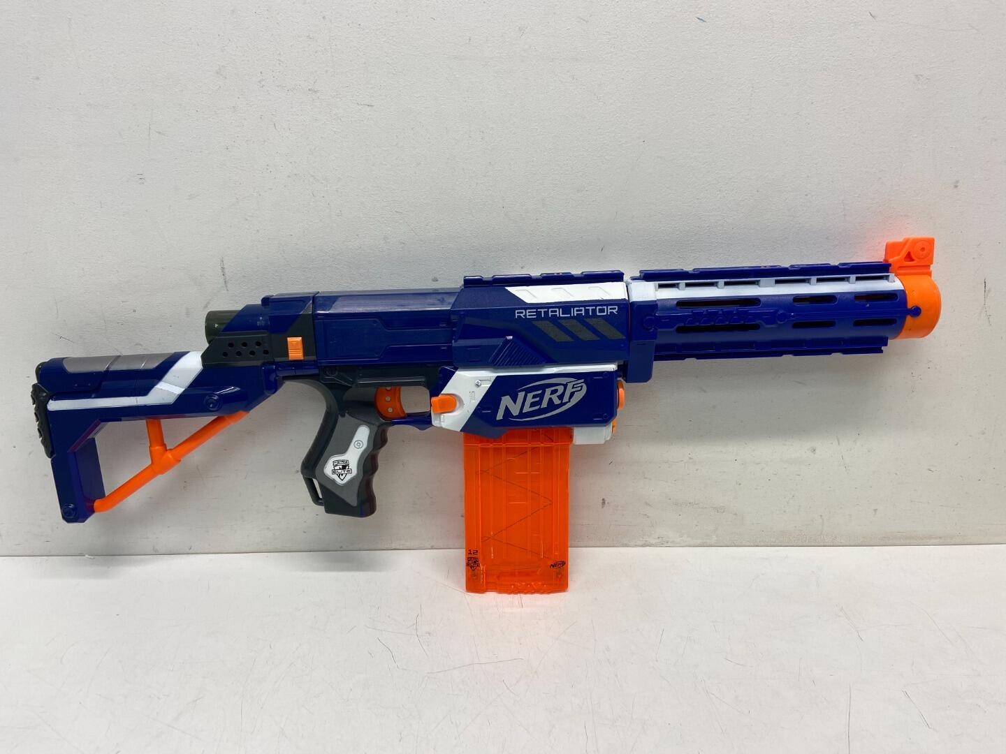 Fusil Nerf N-Strike Elite Retaliator - Occasion, Boîte Abîmée, Avec Accessoires, Testé