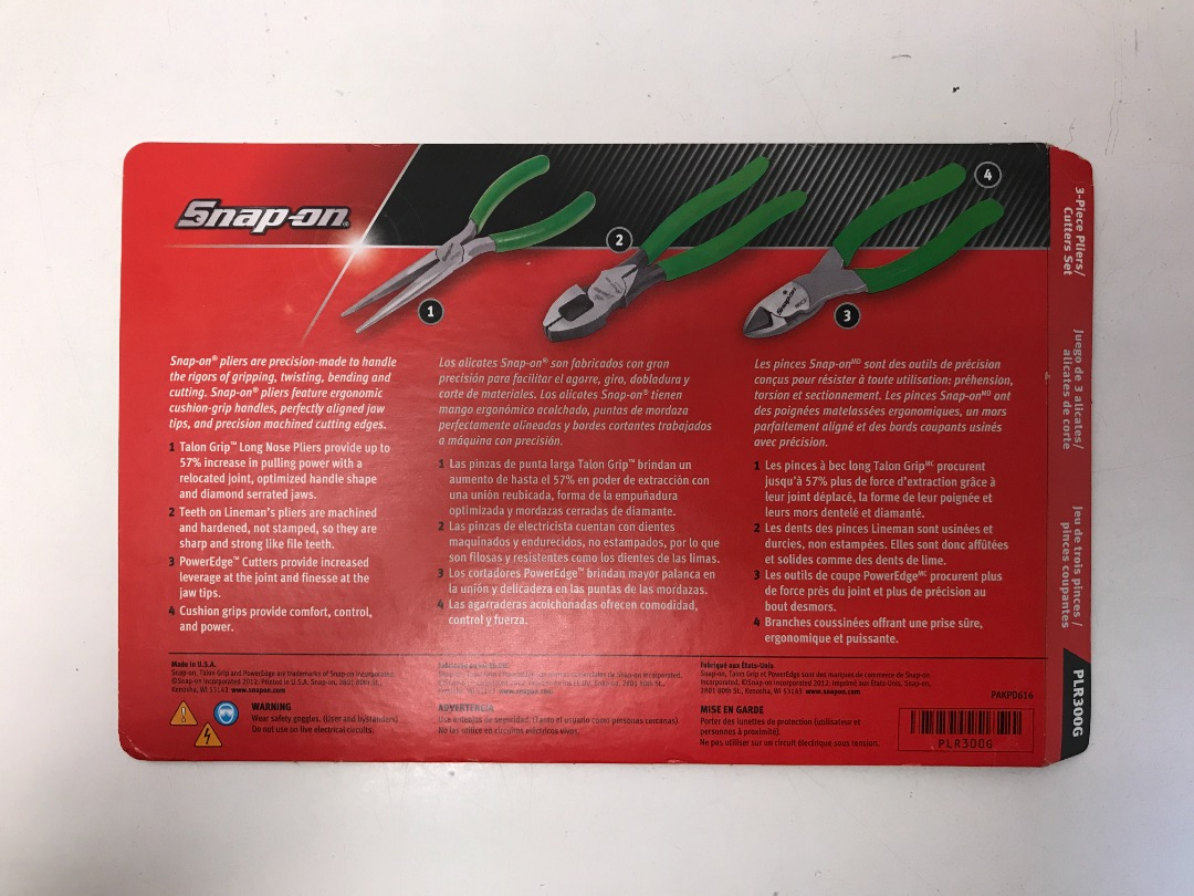 Snap On PLR300G 3 Piece Plier Set
