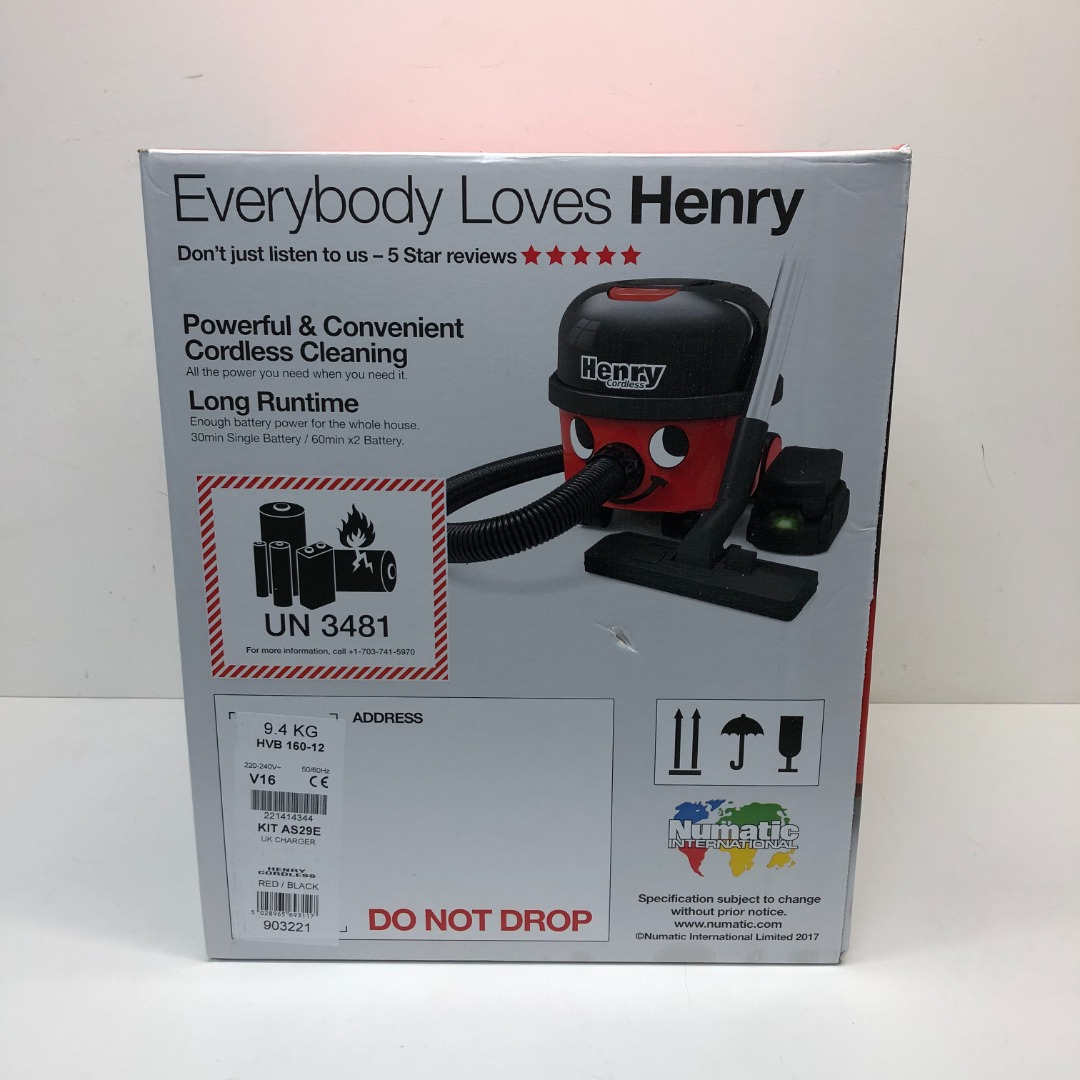 Henry Cordless Cylinder Vacuum Cleaner HVB160 with 2 Batteries