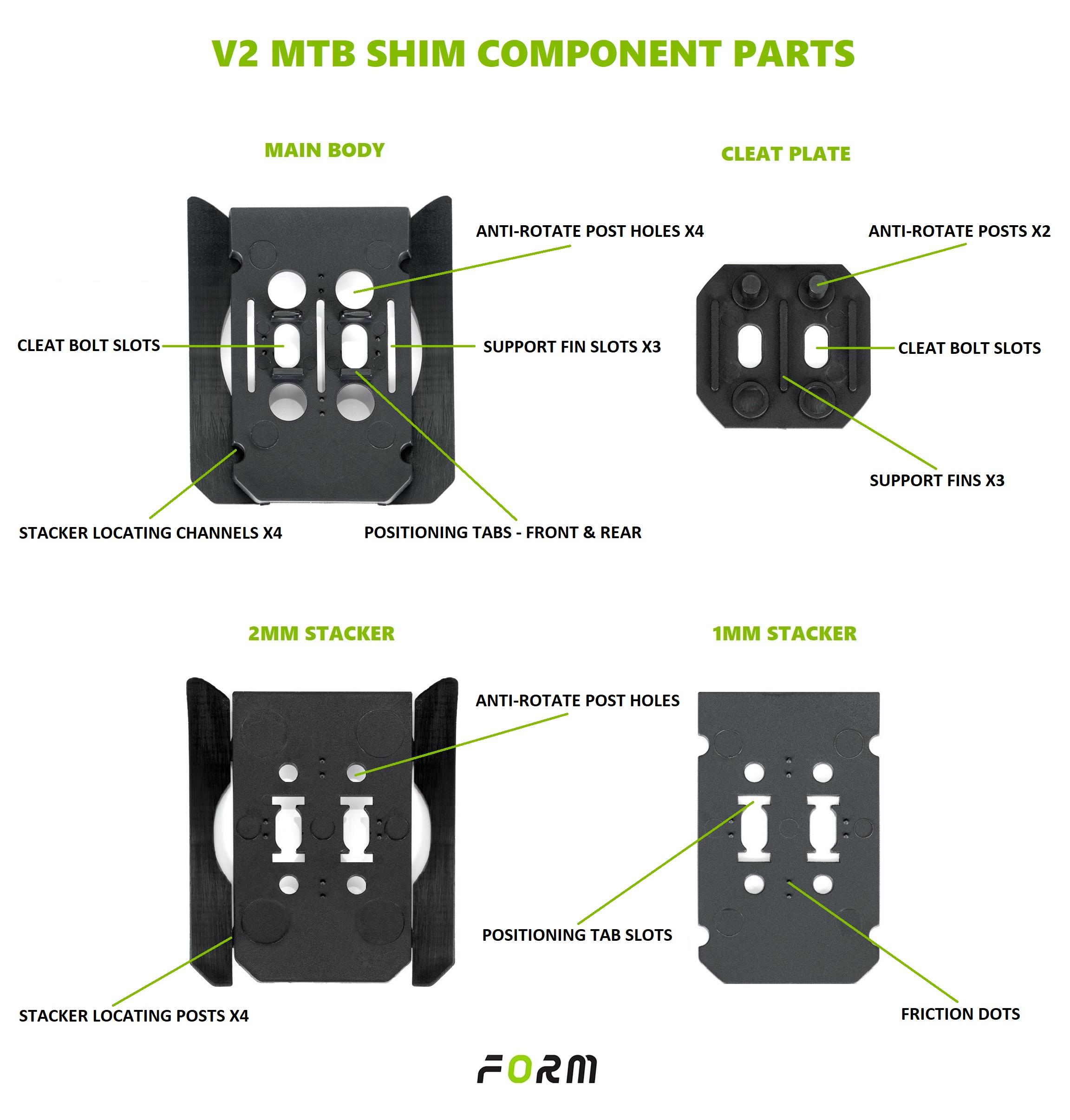 V2 MTB shim component parts