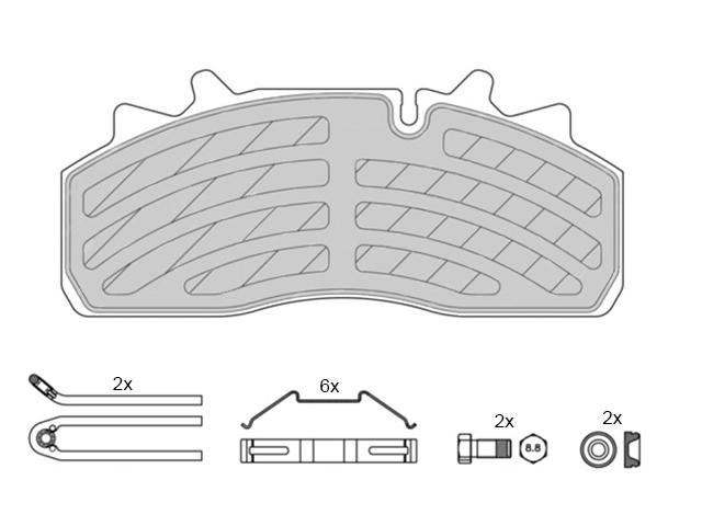 This is an image of  Brake Pad Set 1628064 2012161 560059 HGV Truck Part